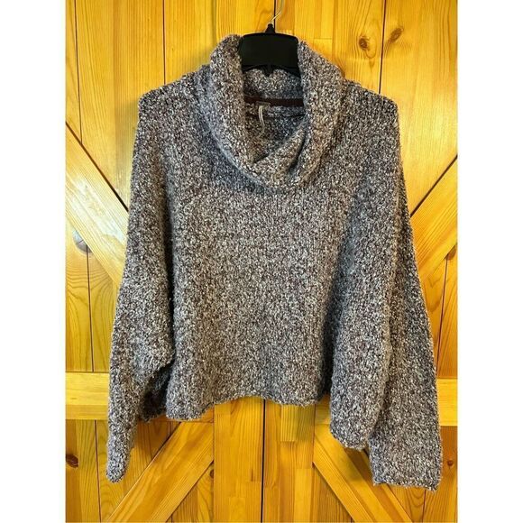 Free people BFF sweater in Berry oversized cowl neck women’s size medium (0655) - Picture 1 of 8
